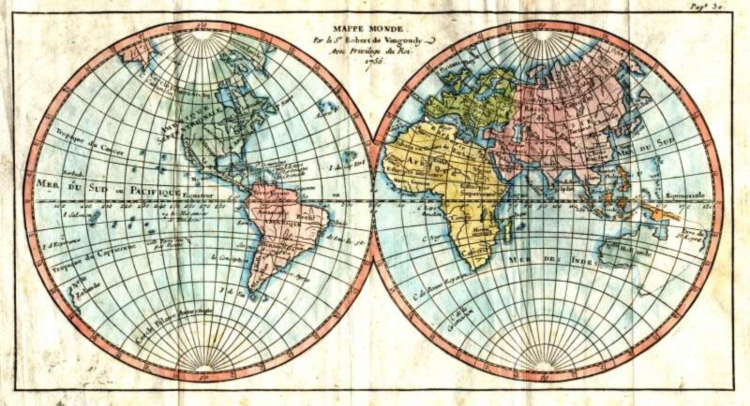 SOLD Mappe Monde, Amerique Septentrionale, Amerique Meridionale, L'Europe, Asie, Afrique.