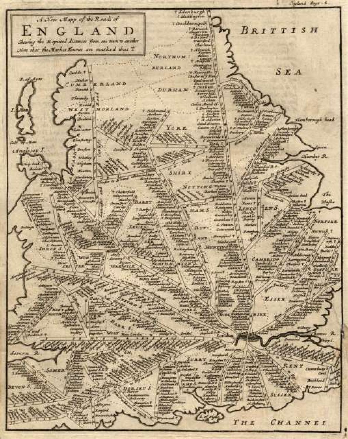 SOLD A New Mapp of the Roads of England shewing the Reputed Distances from One Town to Another