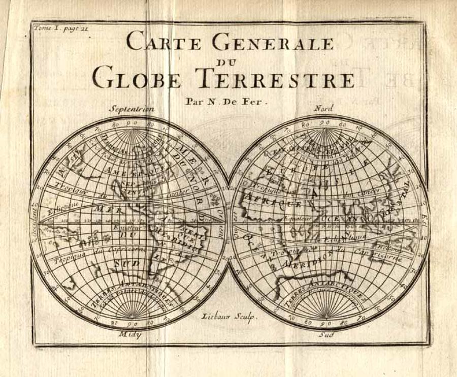 SOLD (Set of Six) Carte Generale du Globe Terrestre, Amerique Septentrionale, Amerique Meridionale, L'Afrique, Asie, L'Euro