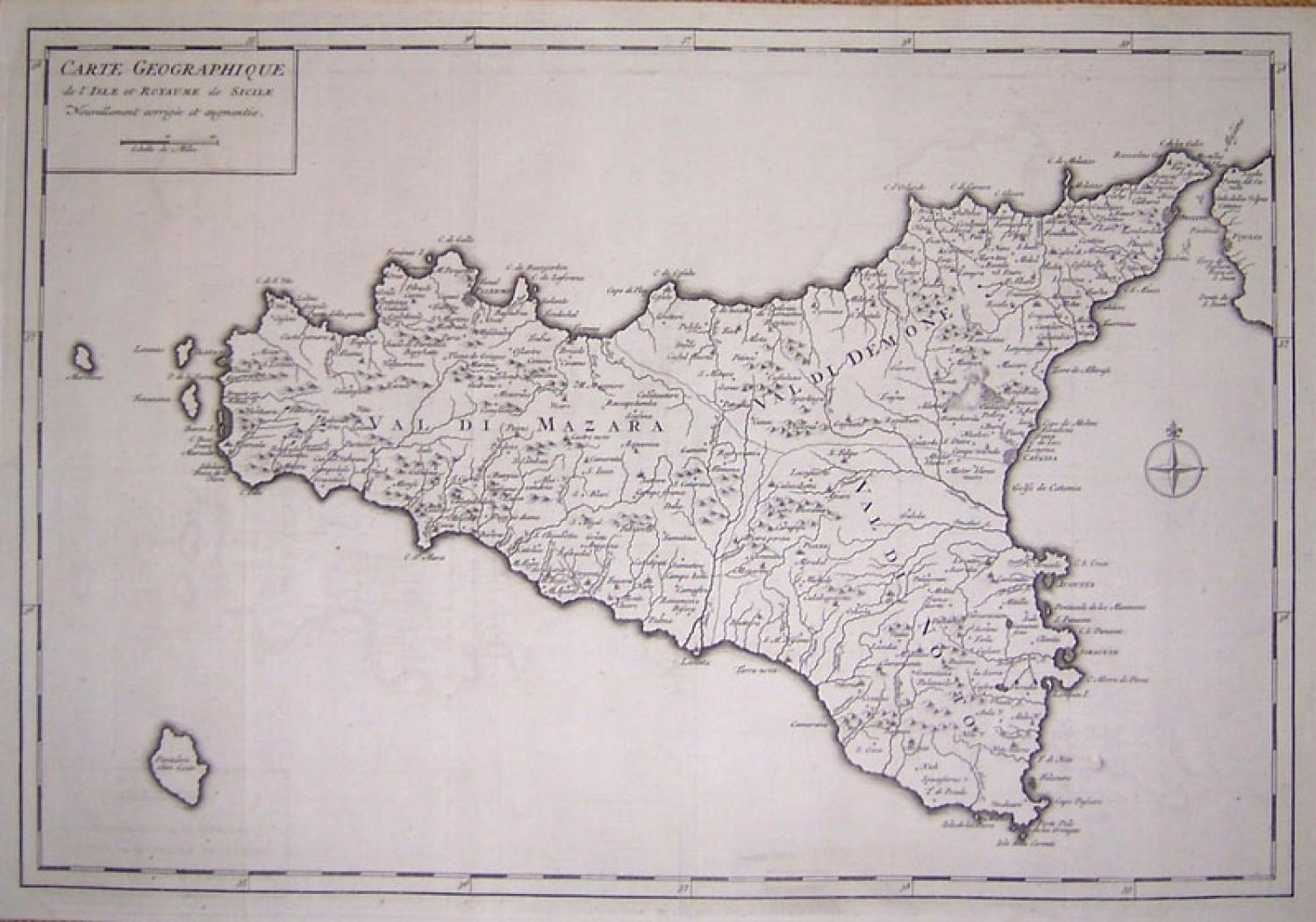SOLD Carte Geographique de l'Isle et Royaume de Sicile