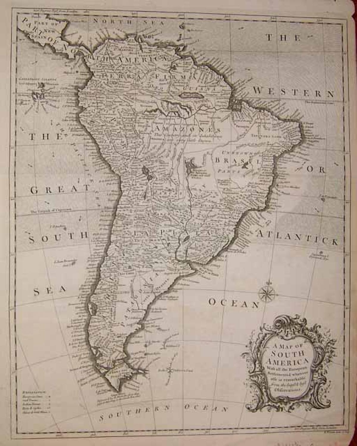 SOLD A Map of SOUTH AMERICA. With all the European Settlements