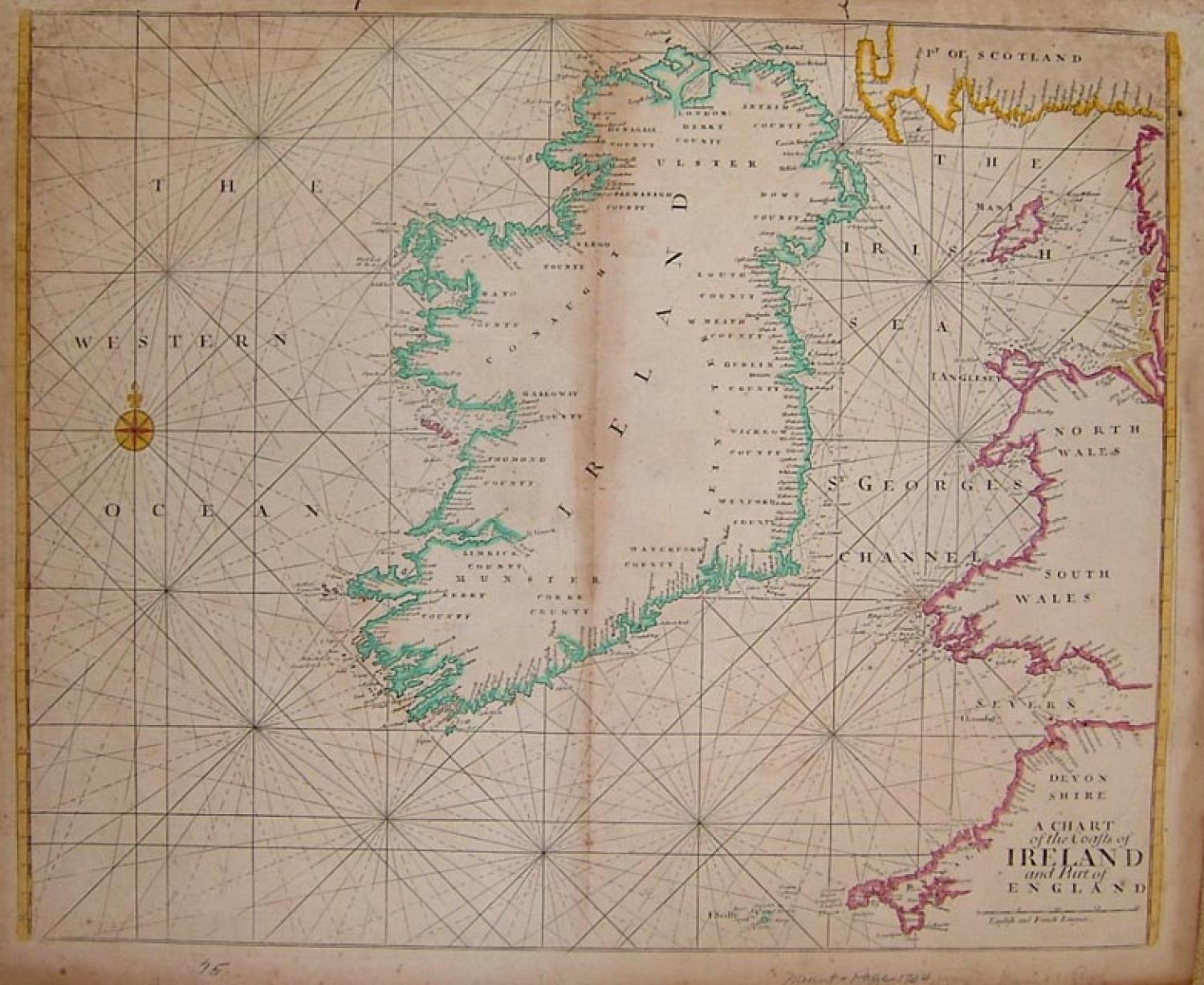SOLD A Chart of the Coasts of Ireland and Part of England