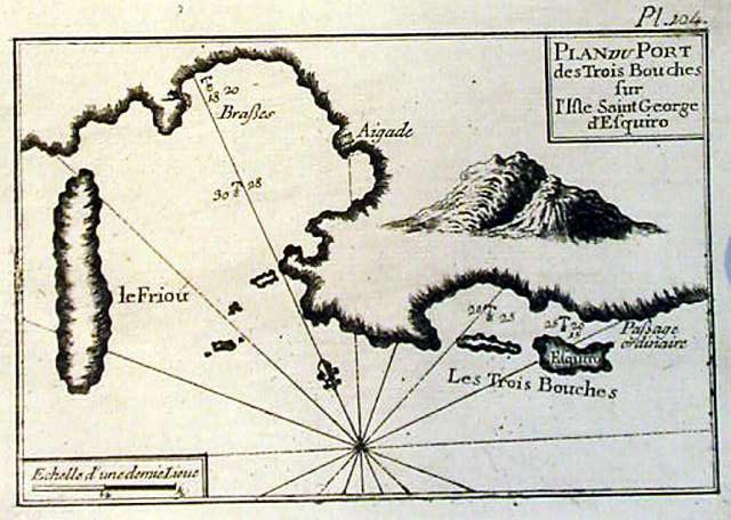 SOLD Plan du Port des Trois Bouches sur l'isle Saint George d'esquiro