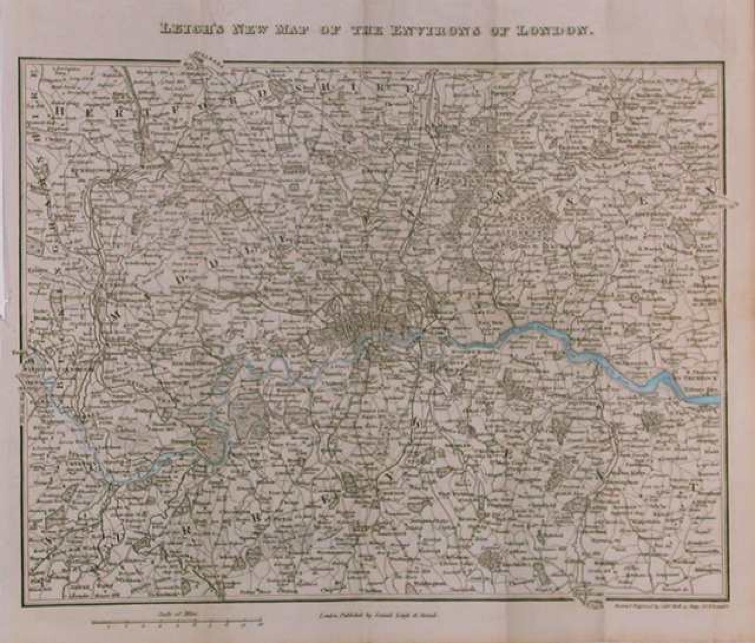 SOLD Leigh's New Map of the Environs of London