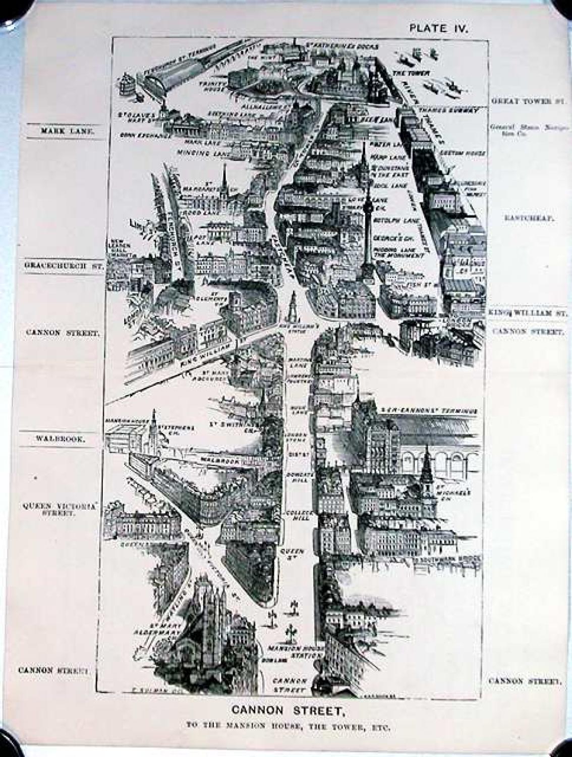 SOLD London in 1887, Plate IV, Cannon Street, to the Mansion House, the Tower, etc.