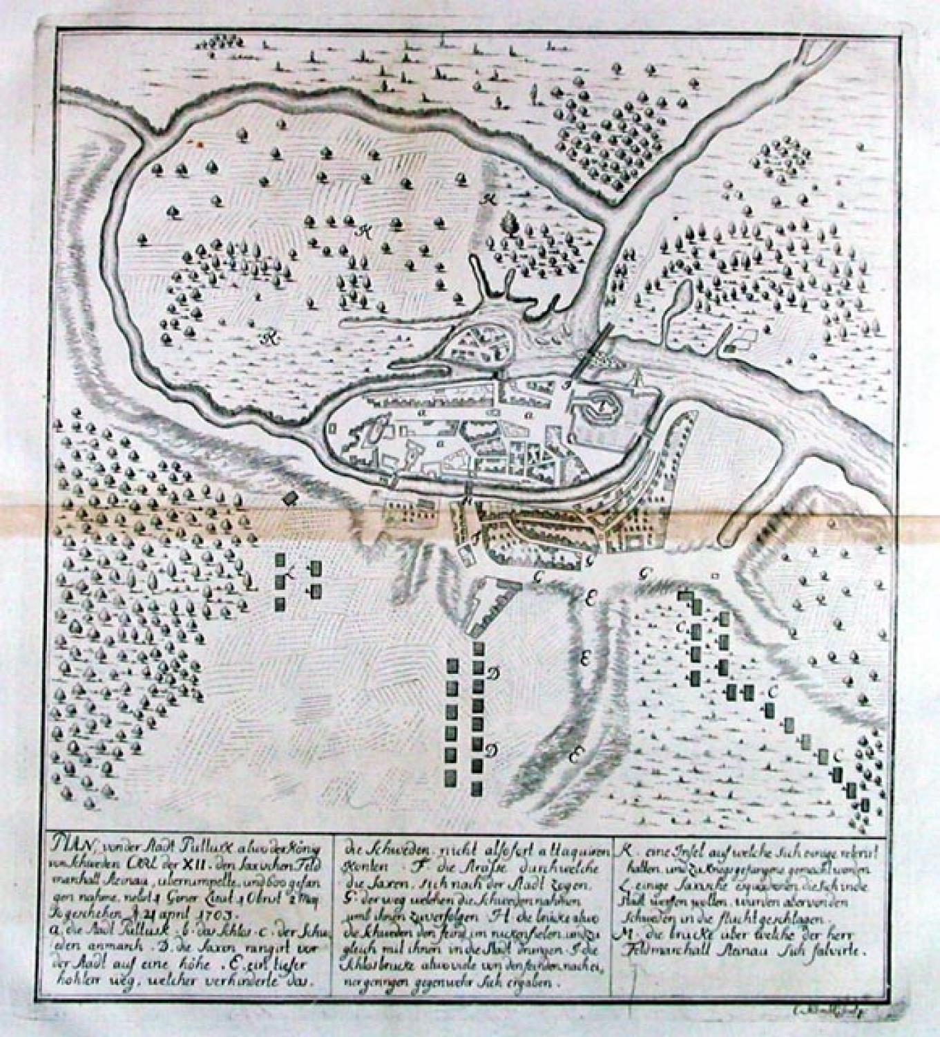 SOLD Plan von der stadt Pultusk / 1703