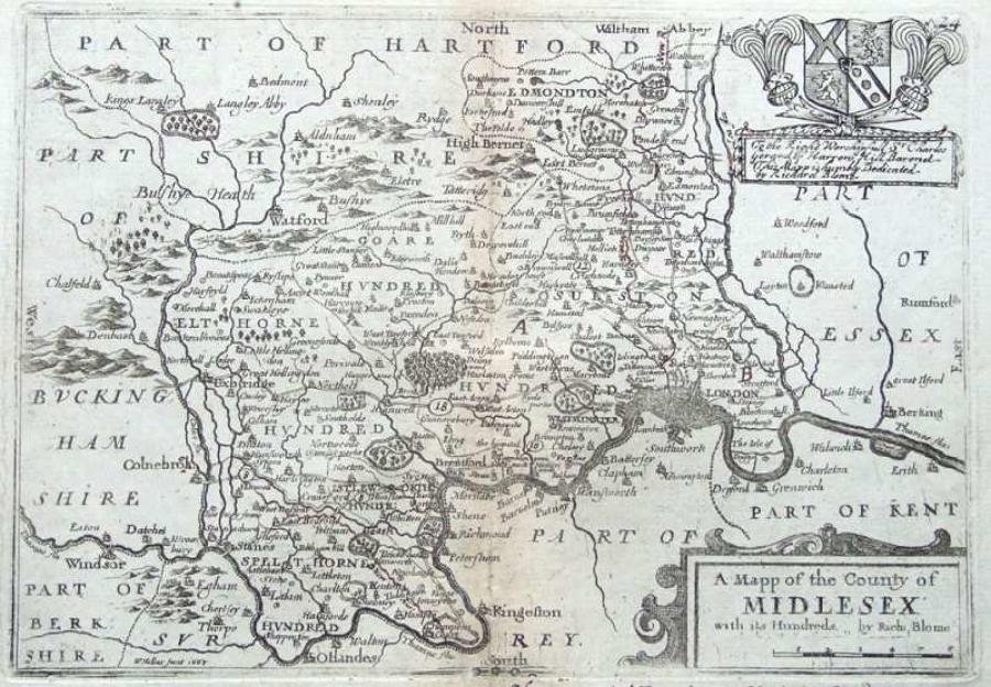 Blome - A Mapp of the County of Midlesex