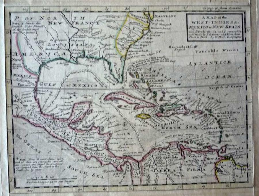 Moll - A Map of the West-Indies