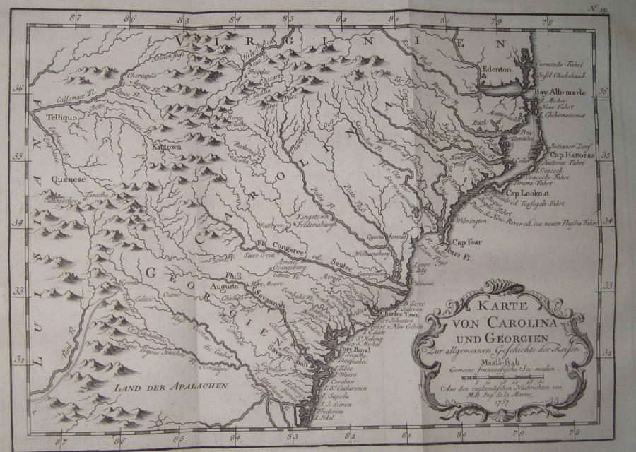 Bellin - Karte von Carolina und Georgien