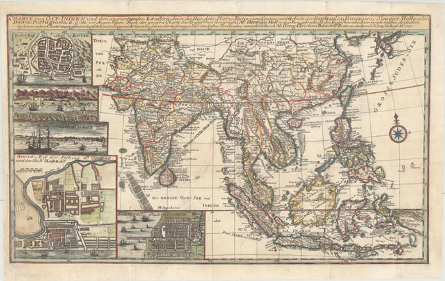 Herman Moll -Charte von Ost-Indien und den Angraentzenden Laendern